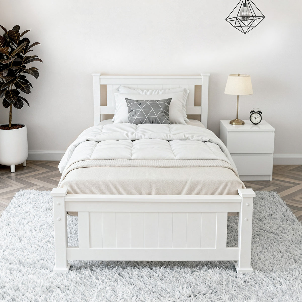 Artiss King Single Bed Frame and Bedside Table