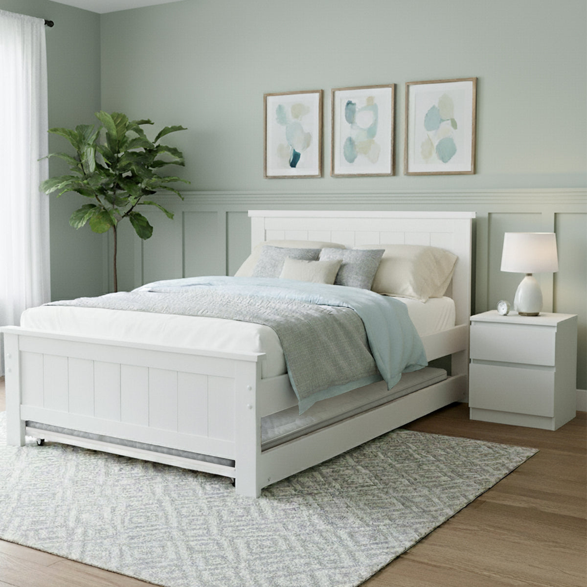 Artiss King Single Bed Frame and Bedside Table