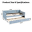 Artiss King Single Buttonless Tufted Daybed with Pull-Out Trundle, Light Blue