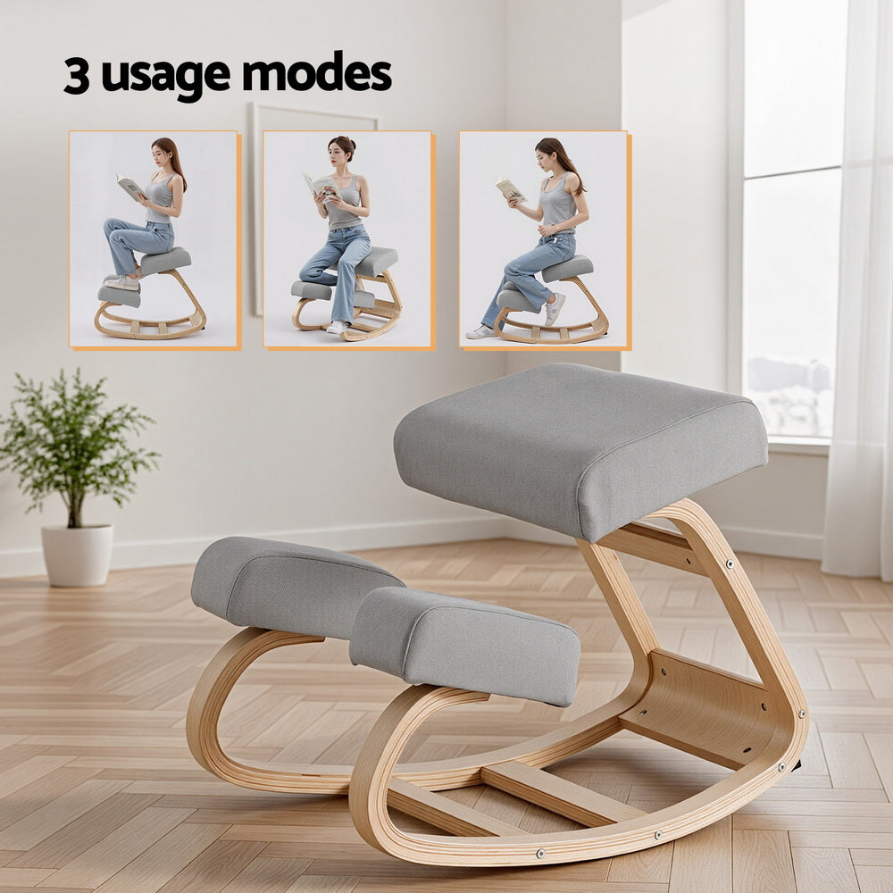 Artiss Kneeling Chair Ergonomic Posture Chair with Memory Foam Balance Stool for Home Office Gaming 120kg Weight Capacity Gray