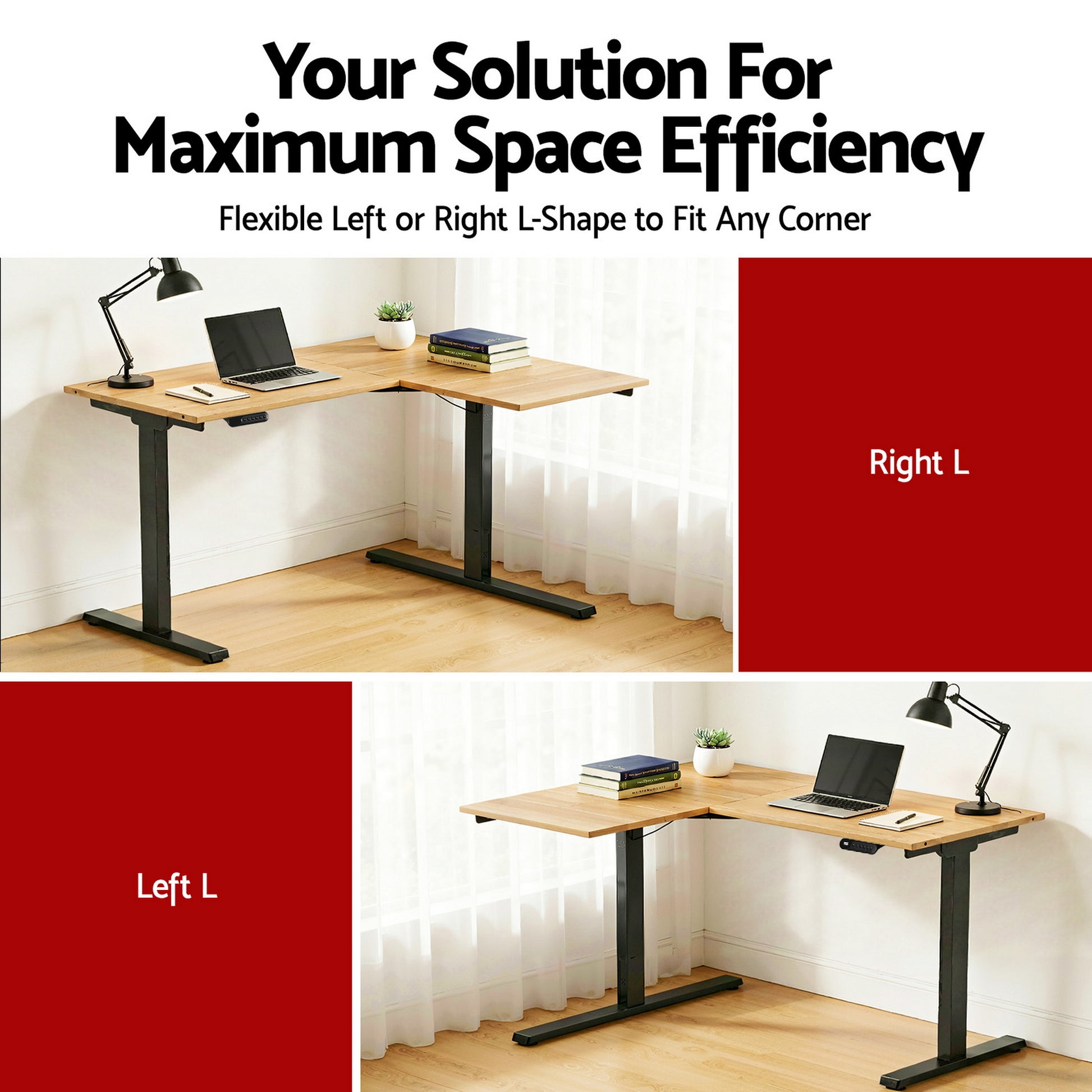 Artiss L-Shape Electric Standing Desk Sit Stand Up Height Adjustable Motorised