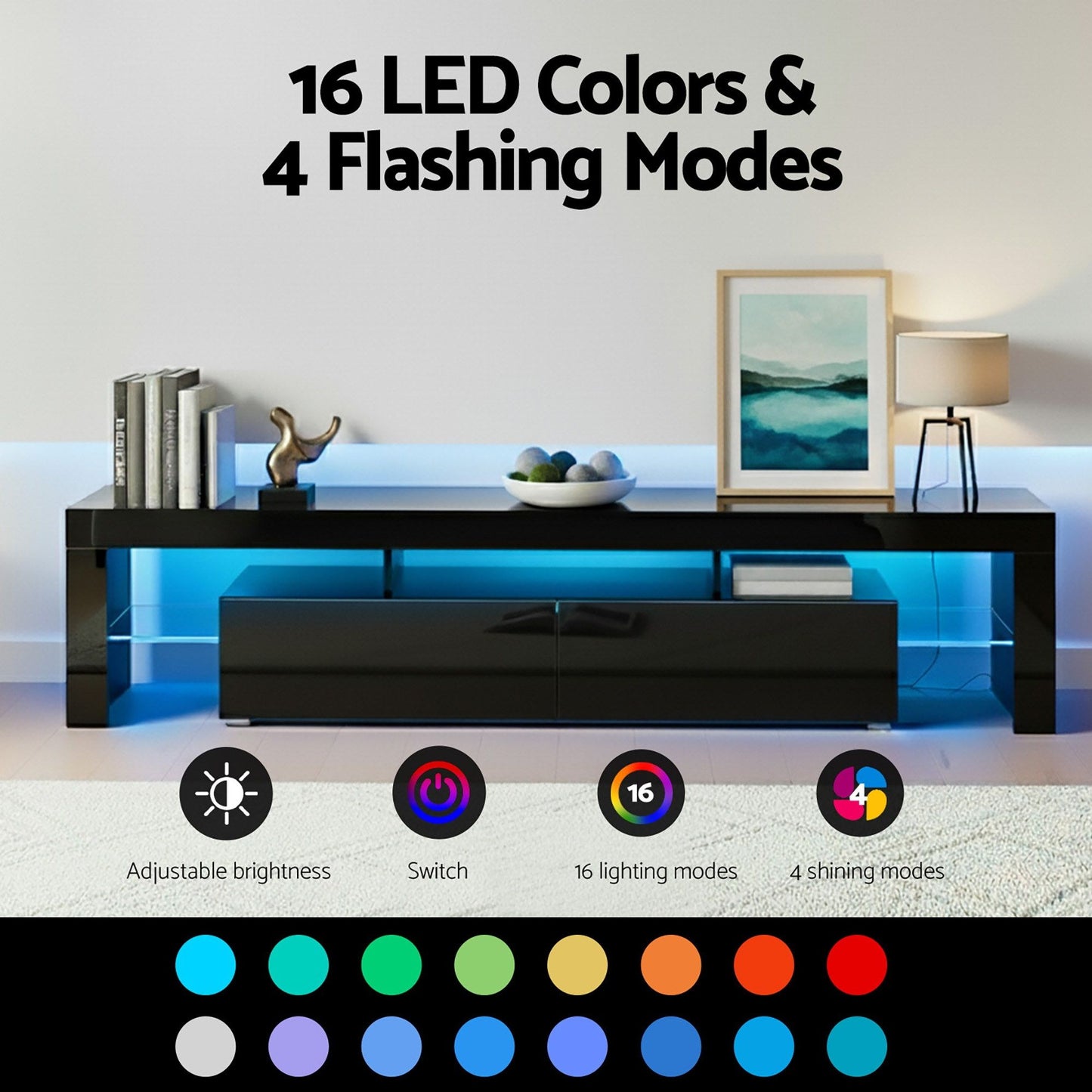 Artiss LED TV Unit & Coffee Table Set Storage Cabinet Black