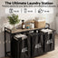 Artiss Laundry Basket with 3 Pull-out Bags Metal Frame Black