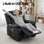 Artiss Manual Massage Recliner Chair for Living Room, Leather Sofa Lounge Reclining Chair with 2 USB Port, 160° Recline Reading Chair with 20CM Wide Armrests, 8 Point Vibration & Lumbar Heat, Black