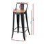 Artiss Metal Bar Stools Set of 4 Counter Height Barstools 77cm Seat Height w/ Removable Back