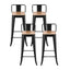Artiss Metal Bar Stools Set of 4 Counter Height Barstools 77cm Seat Height w/ Removable Back