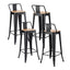 Artiss Metal Bar Stools Set of 4 Counter Height Barstools 77cm Seat Height w/ Removable Back