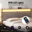 Artiss Metal Bed Frame King Size LED Charging Station 2 Drawers