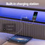 Artiss Metal Bed Frame Queen Size LED Charging Station 2 Drawers