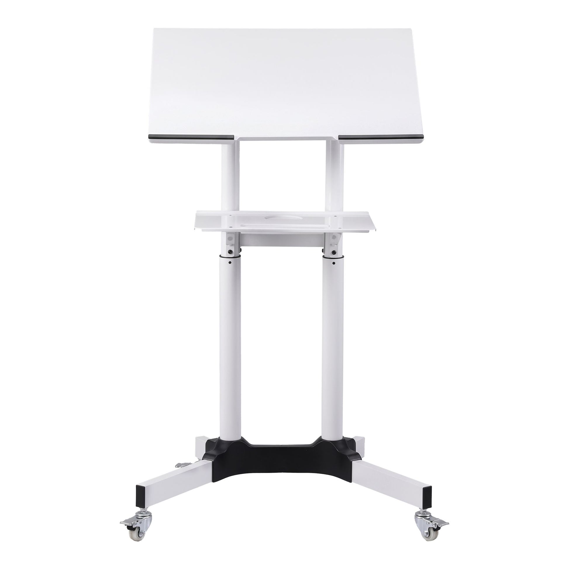 Artiss Mobile Lectern Stand, Adjustable Sit-to-Stand Presentation Podium w/ Wheels White