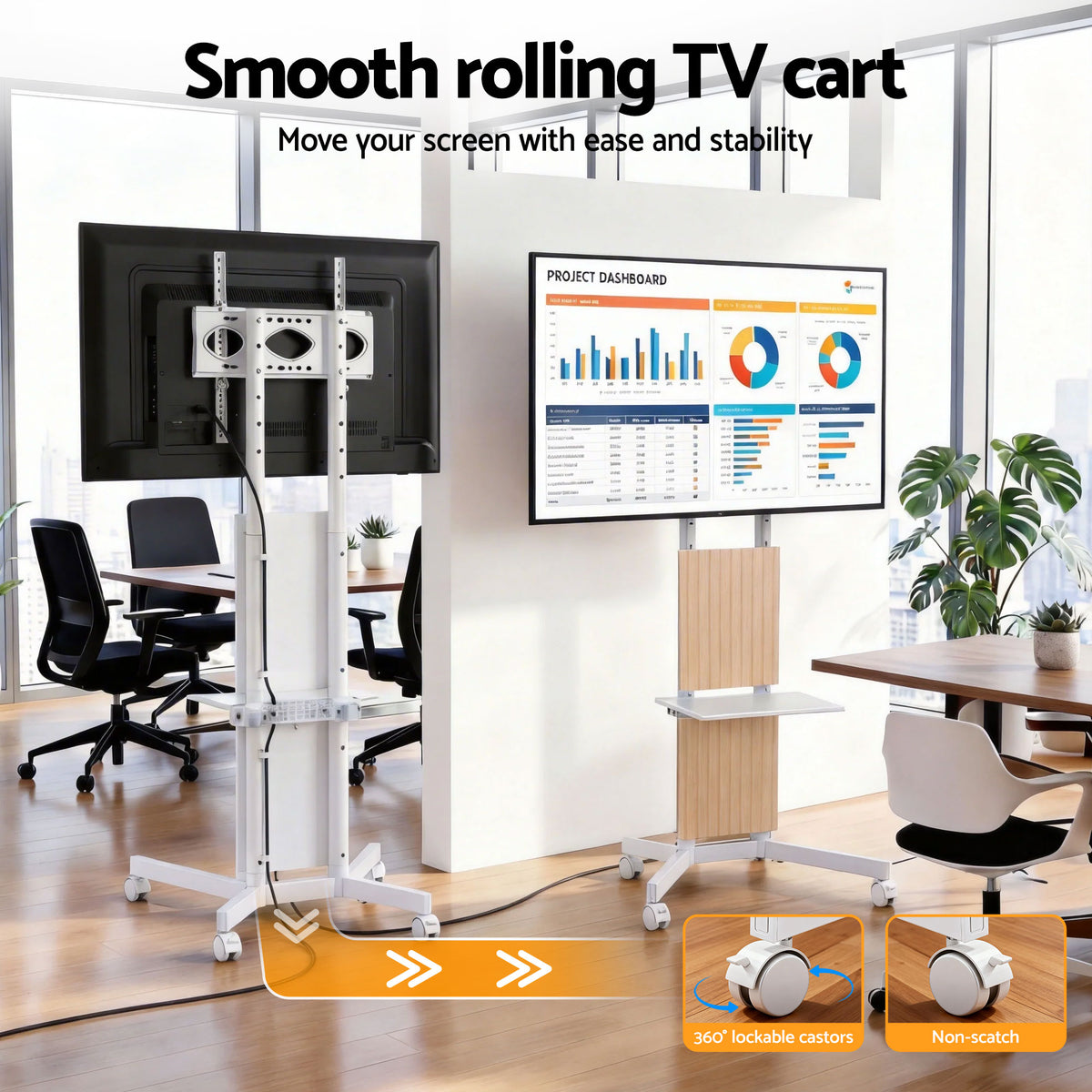 Artiss Mobile TV Floor Stand for 32-65" Mount Bracket Universal Adjustable Height with Wheels