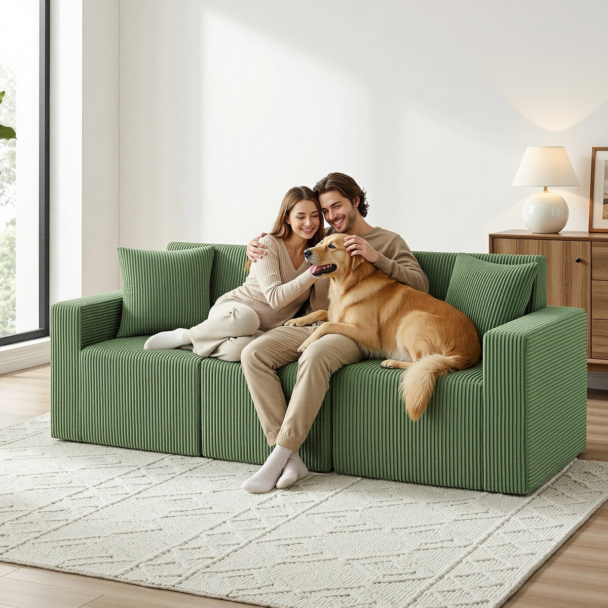 Artiss Modular 3-Seater Sofa Bed Convertible Sectional Floor Couch with Deep Seat