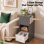 Artiss Narrow Bedside Table Grey Small Side Cabinet 1 Drawer