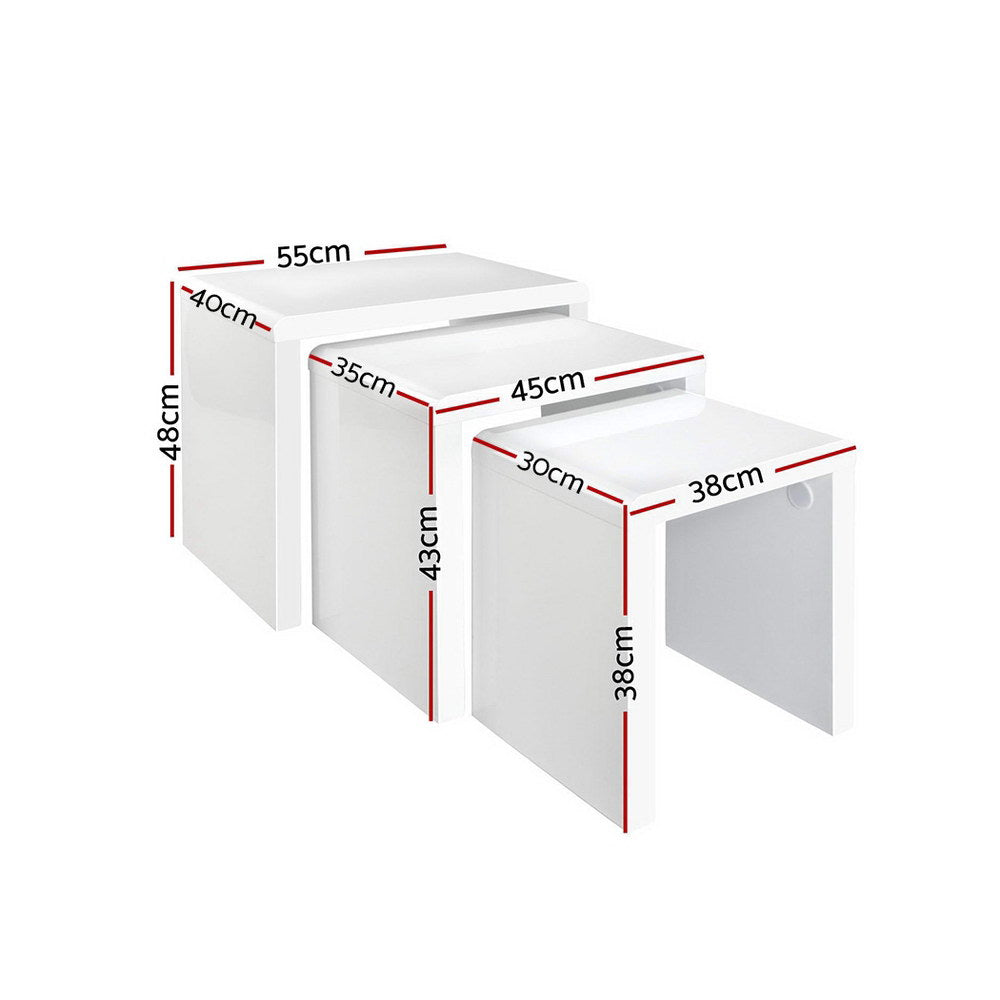 Artiss Nesting Coffee Table Set of 3 Glossy White