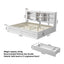 Artiss Noise-Free White Farmhouse Solid Wood Double Platform Bed Frame with Storage Headboard, Charging Station and Drawers for Bedroom and Apartment