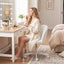 Artiss Office Chair Armless Swivel Vanity Desk Chair with Wheels Teddy Fleece White