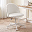 Artiss Office Chair Armless Swivel Vanity Desk Chair with Wheels Teddy Fleece White