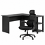 Artiss Office Desk and Chair Set L Shaped Computer Desk 136cm with 2 Tier Storage Shelves, Ergonomic Mesh Office Chair with Adjustable Headrest, Flip-Up Armrests & Lumbar Support