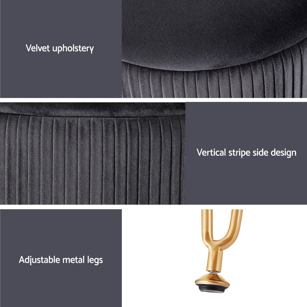Artiss Ottoman Storage Foot Stool Vanity Velvet Round Grey