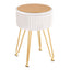 Artiss Ottoman Storage Foot Stool Vanity Velvet Round White