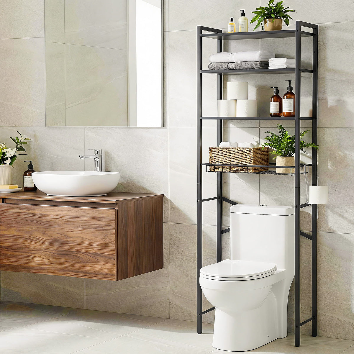 Artiss Over Toilet Bathroom Storage Rack Space Saving 4 Tier Organiser White