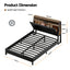 Artiss Queen Bed Frame LED Storage Headboard with Charging Station Black