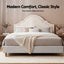 Artiss Queen Bed Frame with Storage Scalloped Velvet Headboard Wooden Platform Base