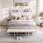 Artiss Queen Metal Bed Frame Boucle Headboard Charging Station Side Table White