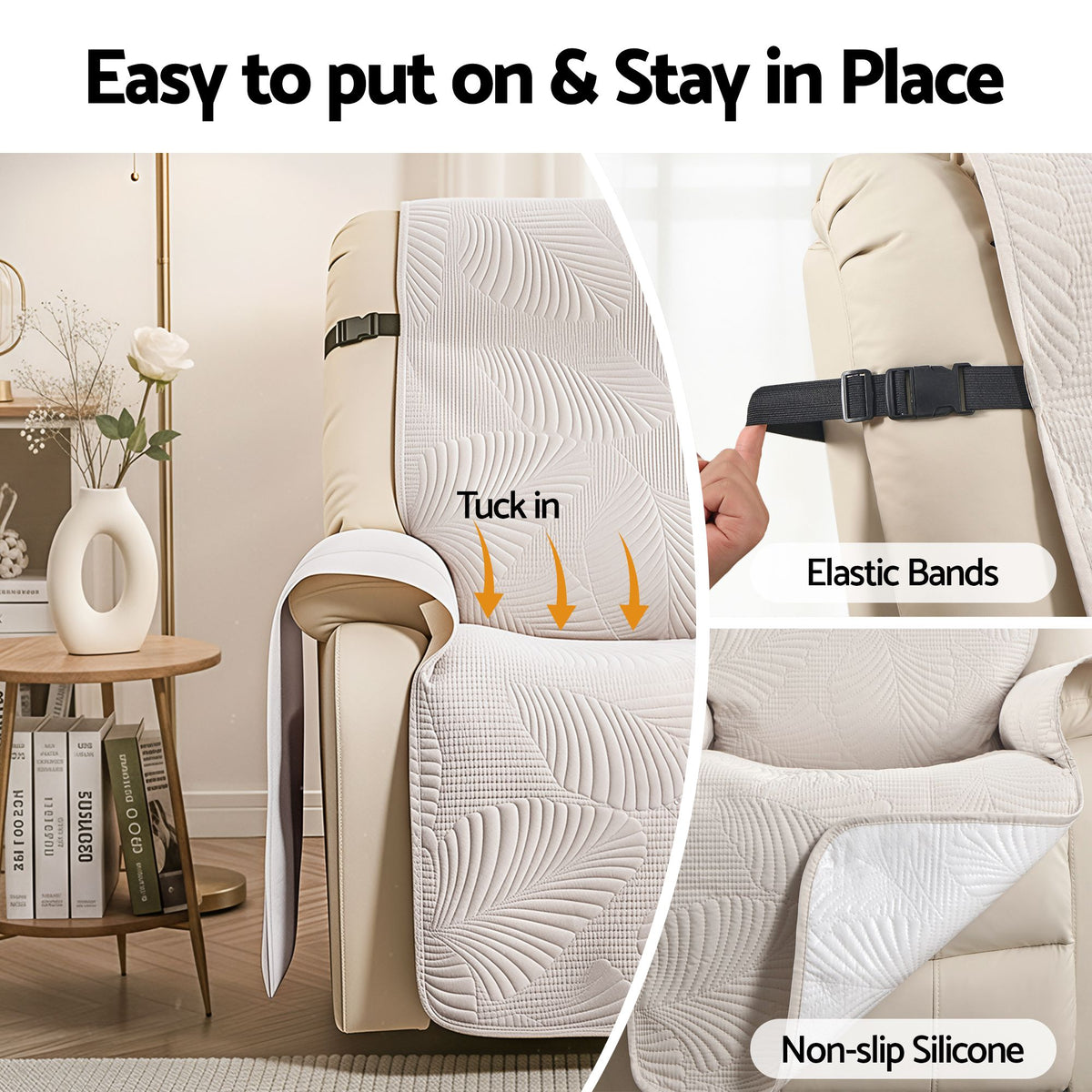Artiss Quilted Recliner Chair Covers Water Repellent Recliner Slipcovers