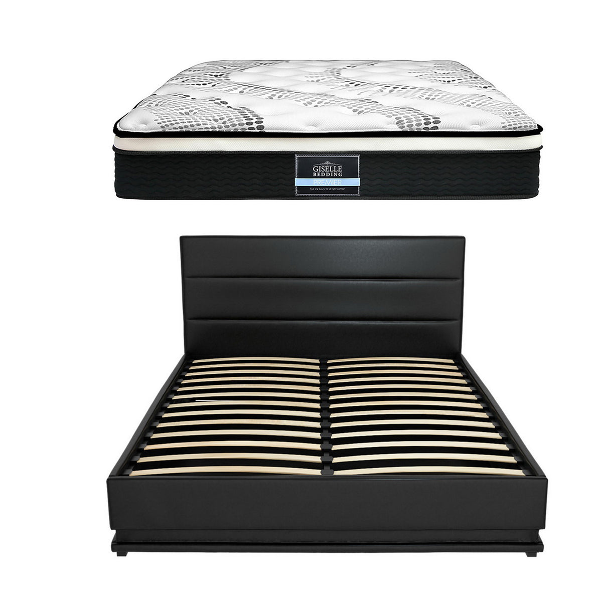 Artiss RGB LED Queen Bed Frame with 32cm Giselle Mattress Set