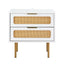 Artiss Rattan Bedside Table 2 Drawers Pine