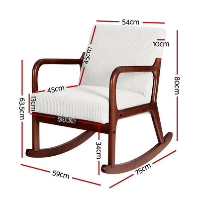 Artiss Rocking Armchair Lounge Chair Corduroy Beige