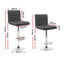 Artiss Set of 4 PU Leather Lined Pattern Bar Stools- Grey and Chrome