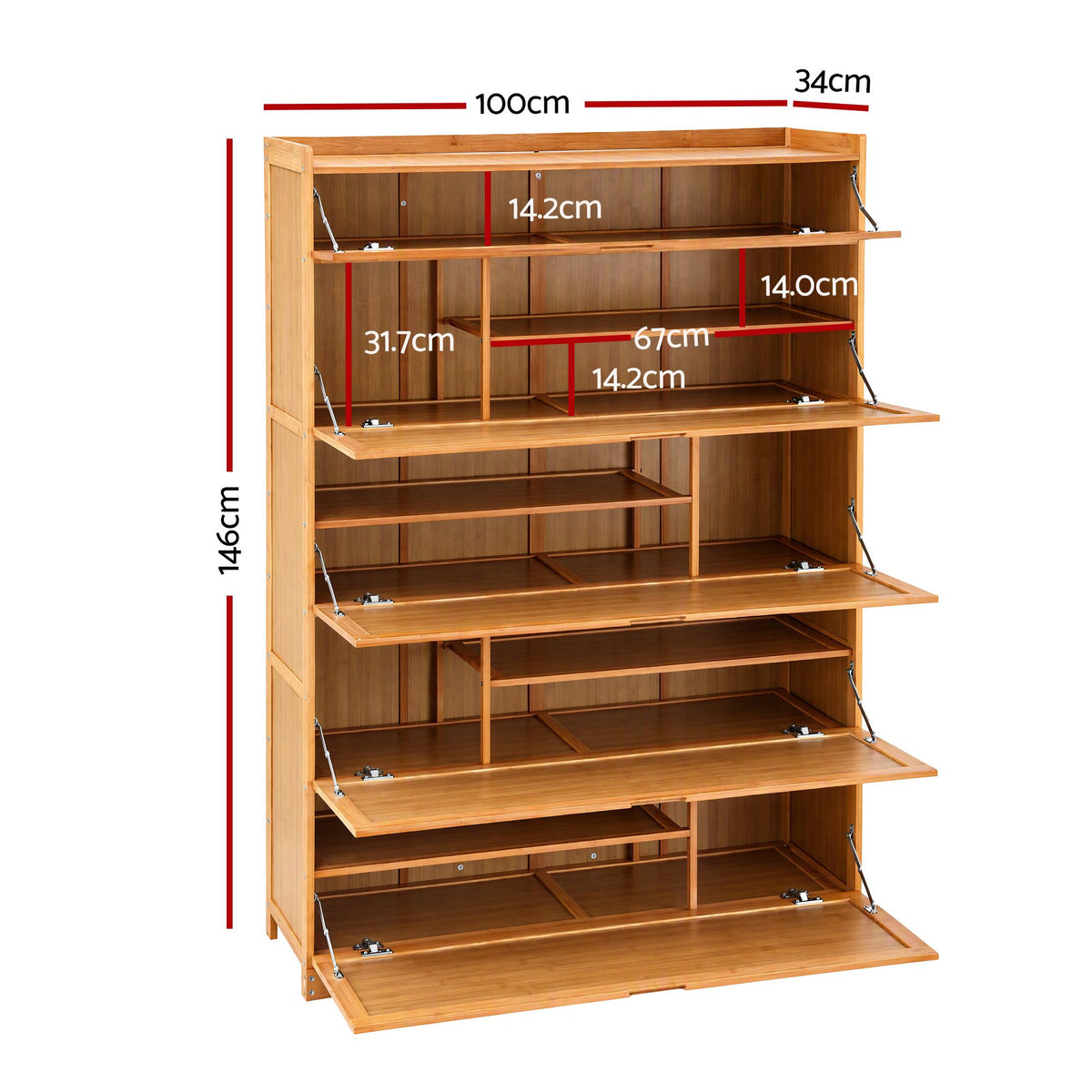 Artiss Shoe Cabinet Multi-Height Shelves 28 Pairs Shoe Storage Cupboard Wood
