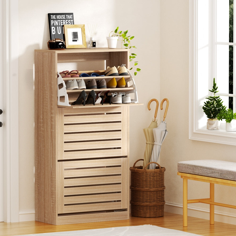 Artiss Shoe Cabinet Storage Drawer 45 Pairs Pine