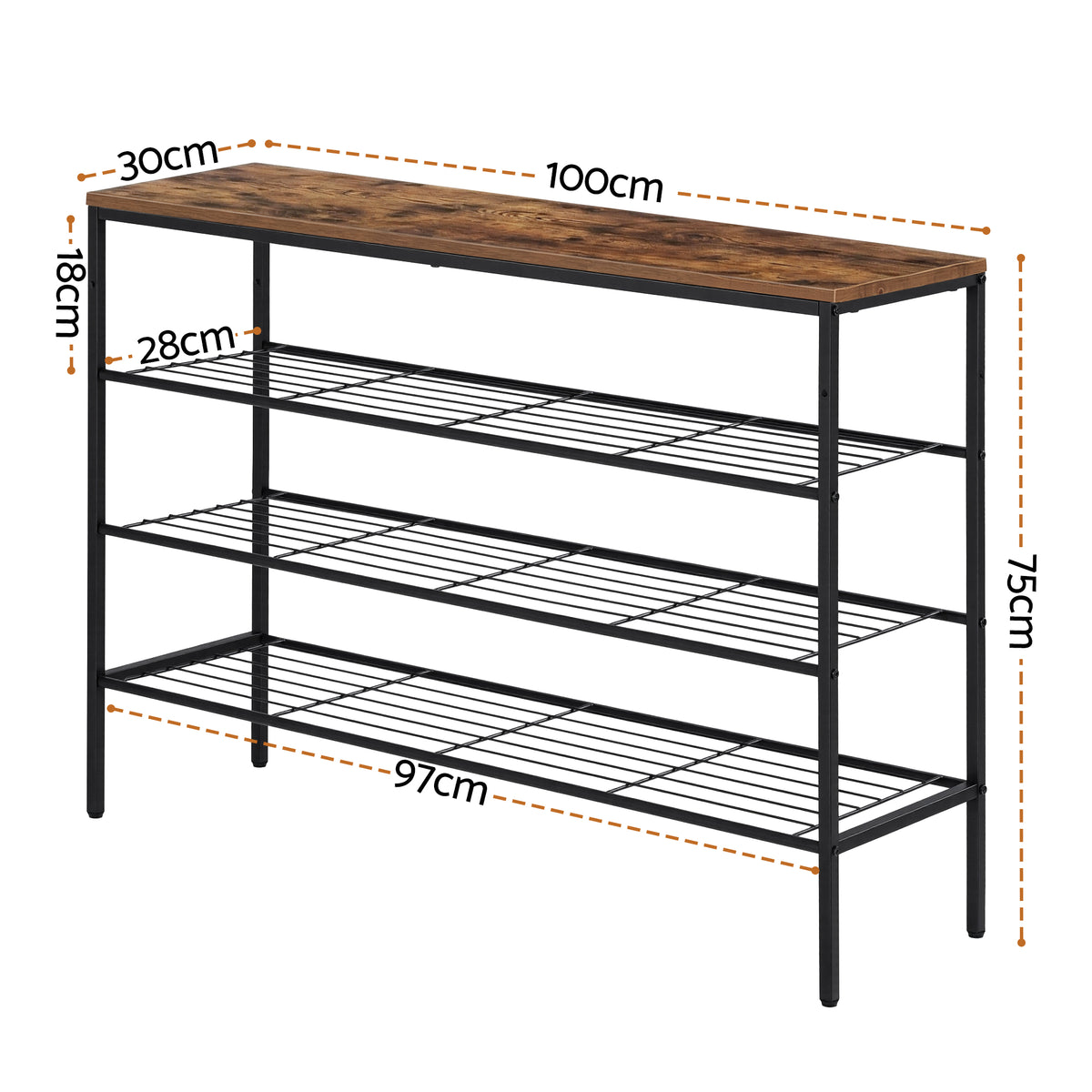 Artiss Shoe Rack 4 tier Storage Organiser Walnut