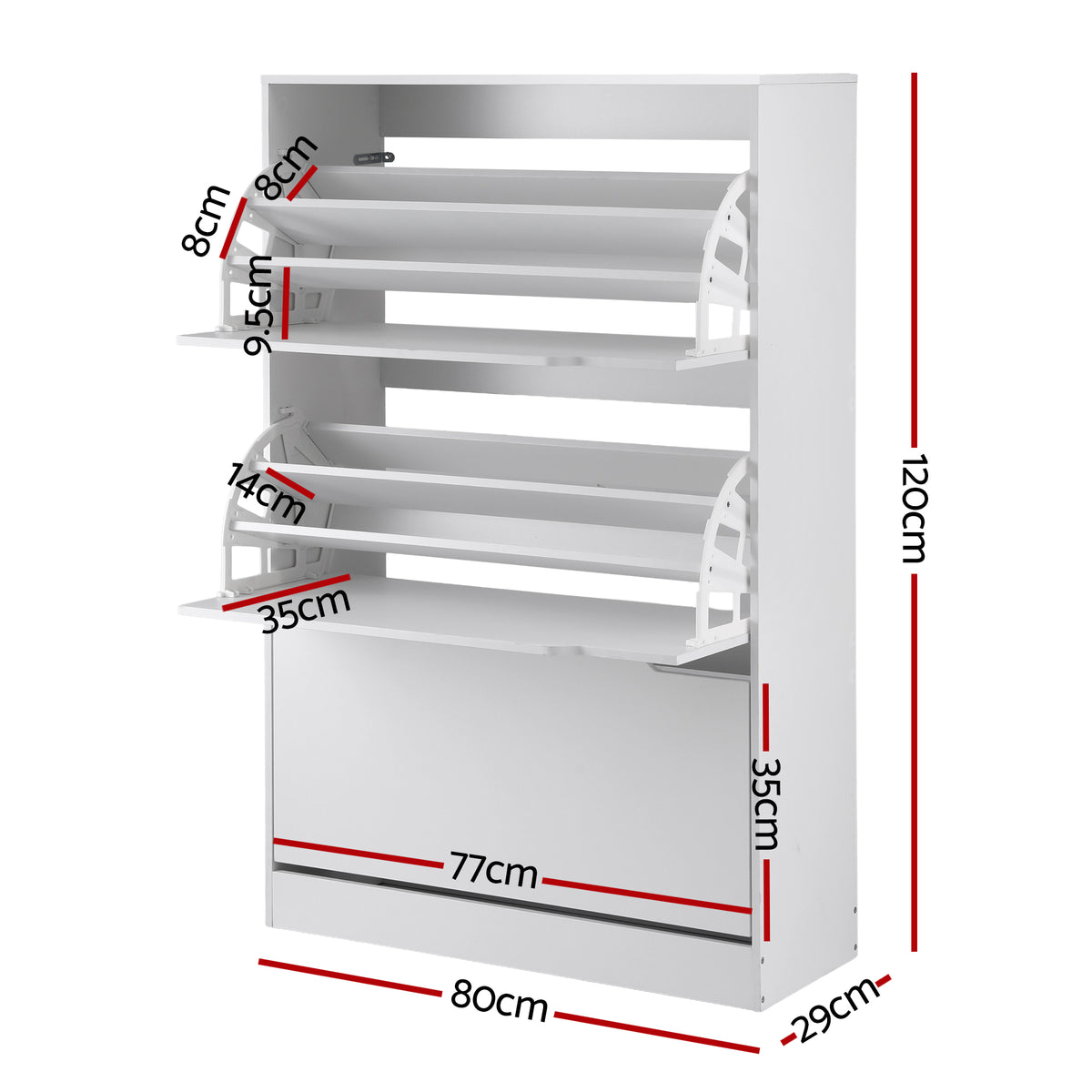 Artiss Shoe Rack Cabinet 24 Pairs Adjustable Shelf White
