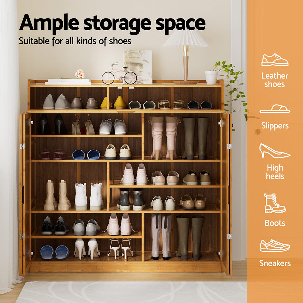 Artiss Shoe Rack Cabinet 30 Pairs Storage Cupboard Bamboo