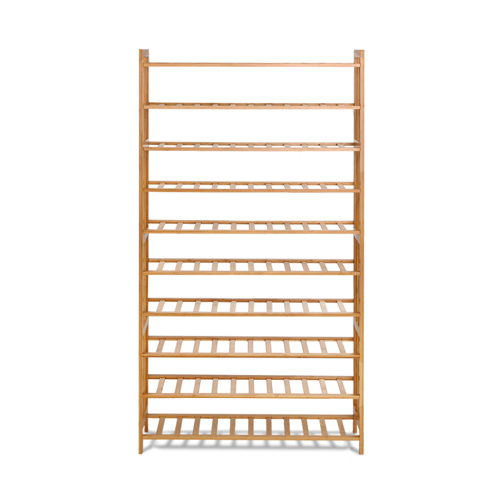 Artiss Shoe Rack Cabinet Bamboo 10-tier 50 Pairs
