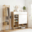 Artiss Shoe Rack Cabinet Wooden & Bamboo Clothes Rack Set Storage Shelf White Pine