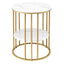 Artiss Side Table Set of 2 Marble Effect Round Coffee Table 2 Tier End Bedside Table Nightstand White&Gold