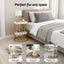 Artiss Side Table Set of 2 Marble Effect Round Coffee Table 2 Tier End Bedside Table Nightstand White&Gold