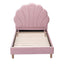 Artiss Single Bed Frame Scallop Upholstered Headboard Pink Velvet Platform Base Support up to 180kg