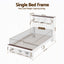 Artiss Single Bed Frame with Storage Bookcase Headboard and Footboard, White