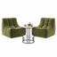Artiss Sofa & Coffee Table Set Armless Chenille No Assembly Green White & Black