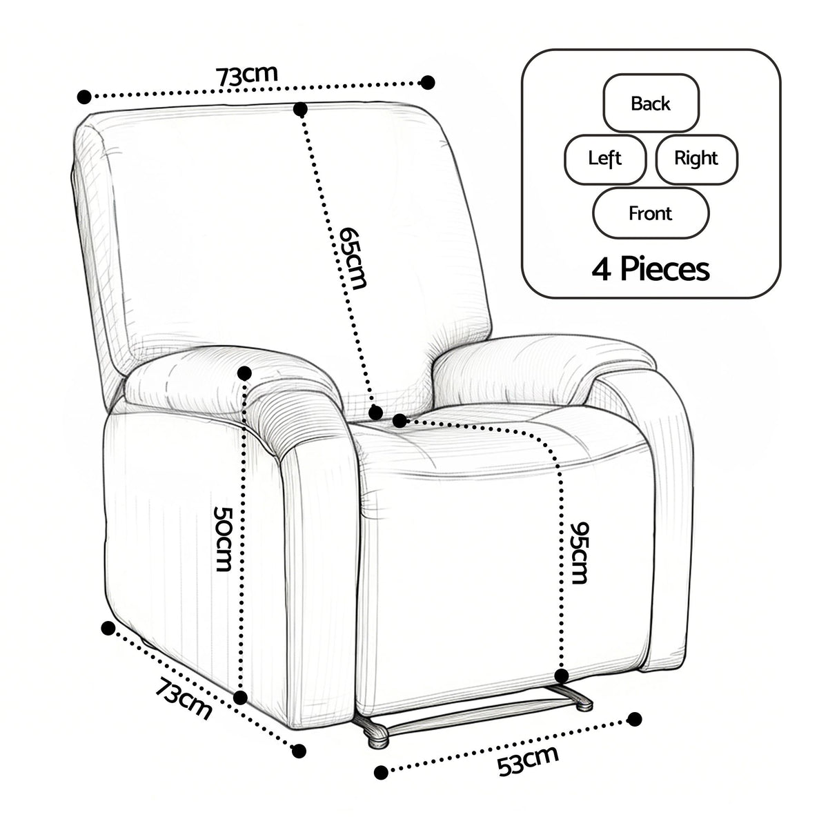 Artiss Split Stretch Recliner Chair Cover, Printed Non Slip Slipcover