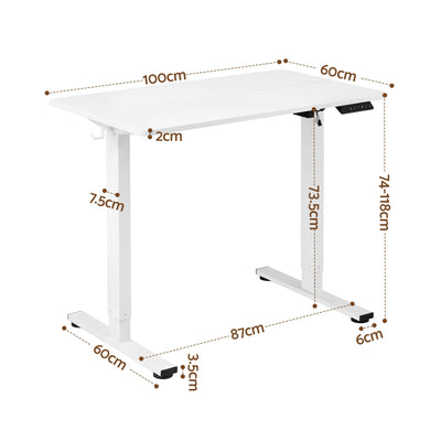 Artiss Standing Desk Electric Adjustable Ergonomic Office Table 100cm White