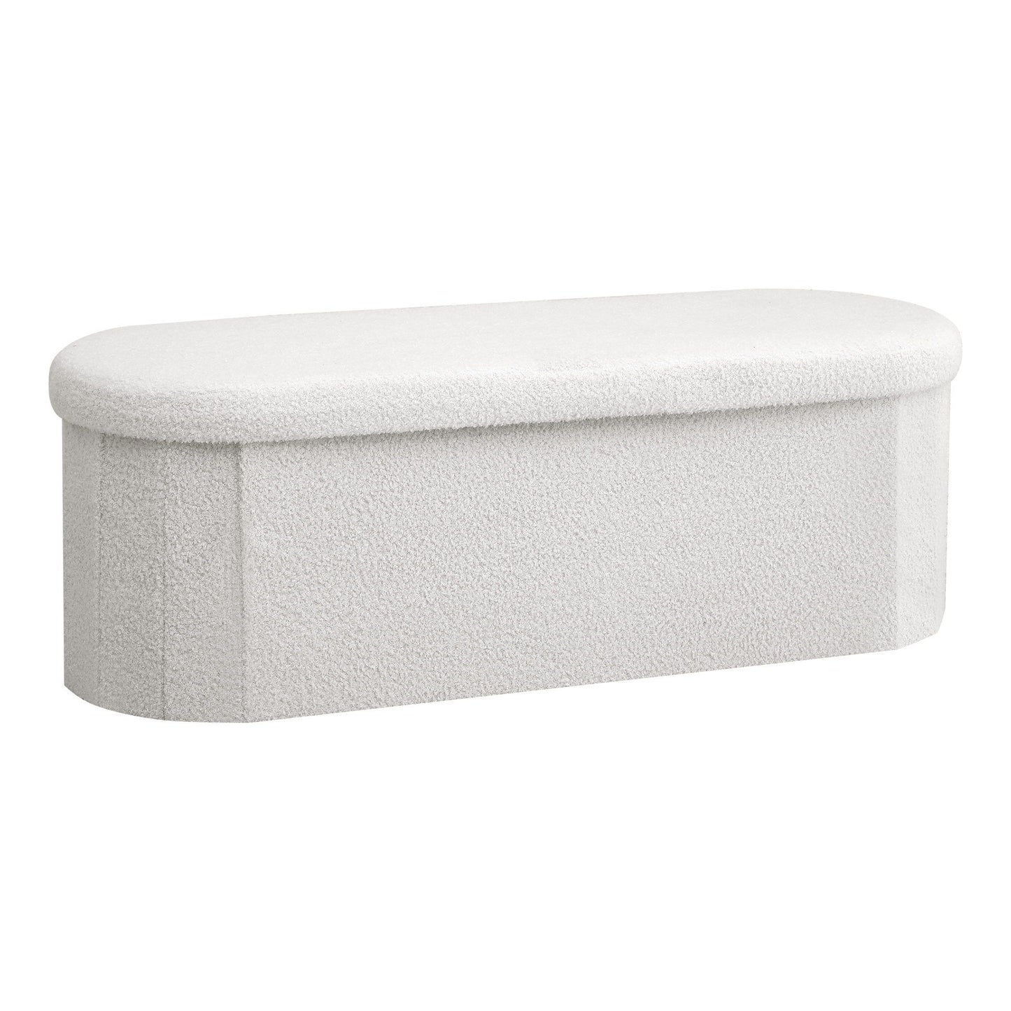 Artiss Storage Ottoman Foot Stool Rest Boucle Fabric Foldable White