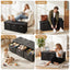 Artiss Storage Ottoman with 3 Cube Drawers Foot Stool Rest Foldable Black