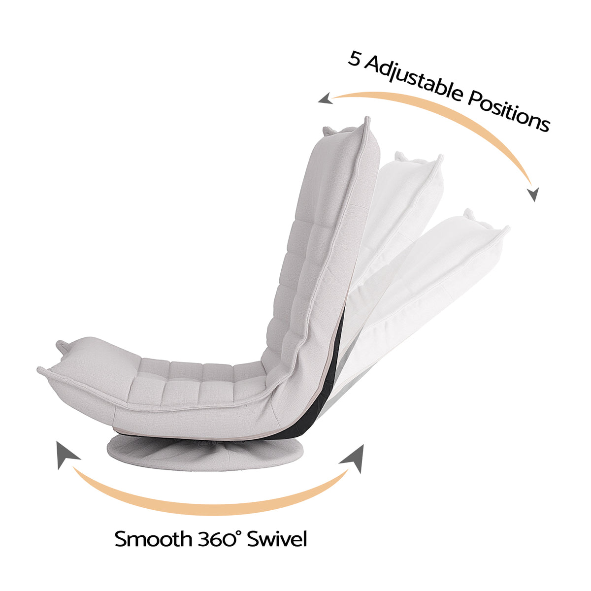 Artiss Swivel Floor Chair 5 Adjustable Foldable Lounge Seat Floor Sofa Chair Beige Grey